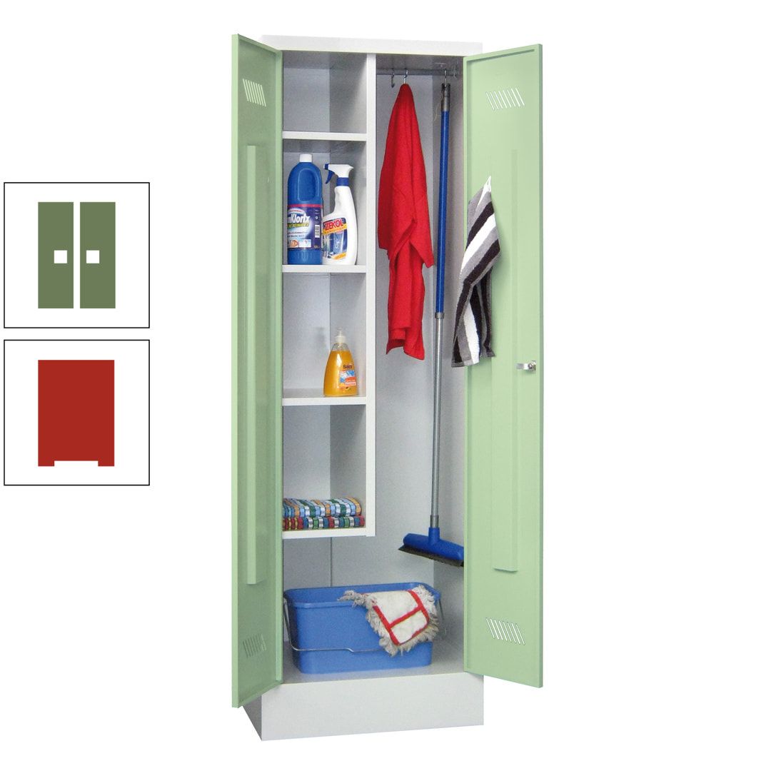 Putzschrank mit Sockel - 1 Abteil mit Trennwand - 1.850x600x500 mm (HxBxT) - Drehriegel - anthrazitgrau