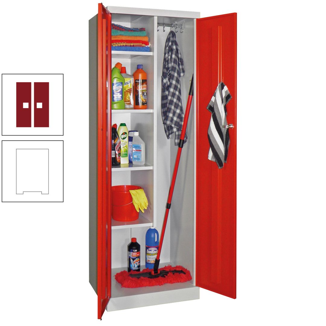 Putzschrank mit Sockel - 1 Abteil mit Trennwand - 1.800x600x500 mm (HxBxT) - Zylinderschloss - anthrazitgrau