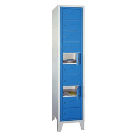 Schließfachschrank - Wäscheausgabeschrank - 10 Fächer a 315 mm - 1.850x400x500 mm (HxBxT) - Füße - Zylinderschloss - Farbe wählbar