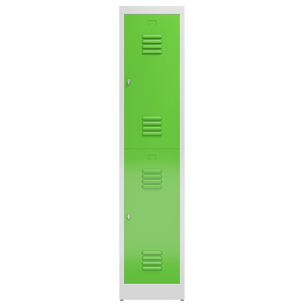 Garderobenschrank, Doppelstockspind, 1 Abteil, 2 Fächer, 1.800 x 415 x 500 mm (HxBxT), Drehriegel, Stahl, Korpus: lichtgrau, Front: anthrazitgrau