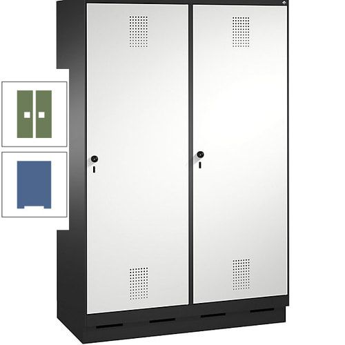 Doppel-Spind, Garderobenschrank, 2 Türen für 4 Abteile a 300 mm, Korpus anthrazitgrau, Türen anthrazitgrau, 1.800 x 1.200 x 500 mm (HxBxT)