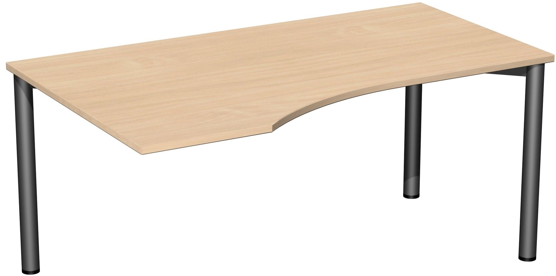 Eckschreibtisch - Ecke links - 4-Fuß Flex - 720 x 1.600 x 1.000 mm (HxBxT) - Gestell anthrazit - Ahorn