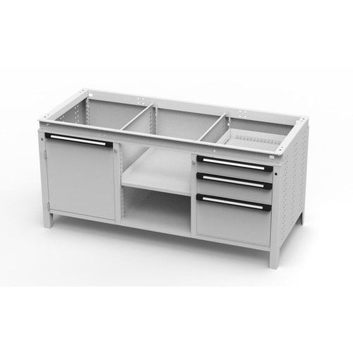 OTTOKIND Werkbank - bündige Arbeitsplatte - 850 x 1.695 x 750 mm (HxBxT) - 3 Schubladen - 1 Schrank - 2 Ablageböden - lichtgrau / anthrazitgrau