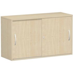 Anstell-Schiebetürenschrank, Stellfüße, 2 Ordnerhöhen, Fachboden, 720 x 425 mm (HxT), Breite, Korpusfarbe und Frontfarbe wählbar