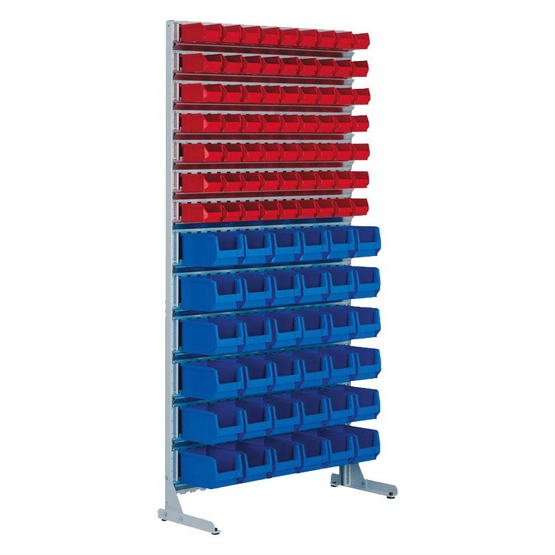 Stationäres Regal mit Sichtlagerkästen einseitig - 108 Kästen - flexibles Stecksystem - robust und kippsicher - 1.510 x 1.010 x 400 mm (HxBxT)