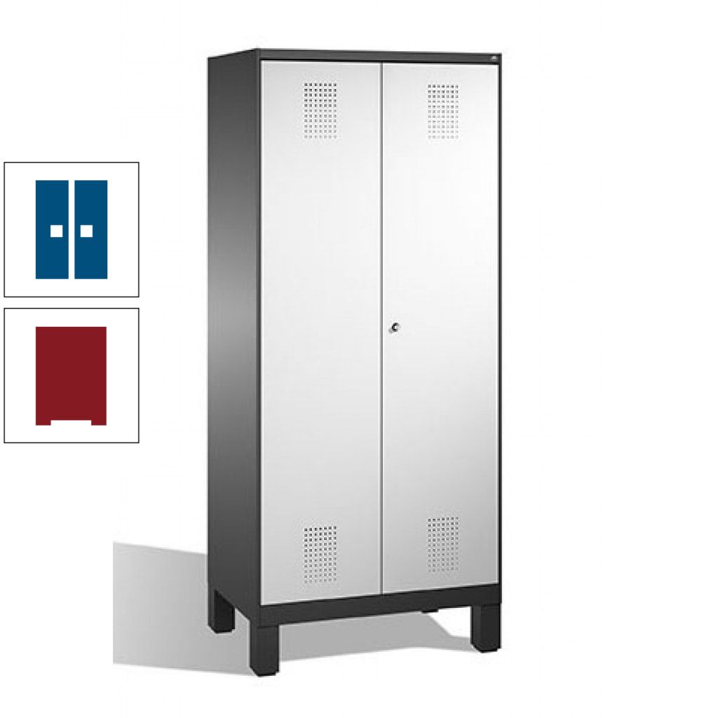Mehrzweckschrank, Doppeltüren, auf Füßen, 2 Abteile a 400 mm, Korpus anthrazitgrau, Tür anthrazitgrau, 1.850 x 800 x 500 mm (HxBxT)