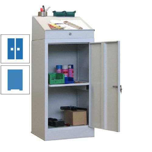 Stehpult mit Schrank - Vollblechtür - Zylinderschloss - 1 Ausziehboden - 1.270x500x500 mm (HxBxT) - anthrazitgrau