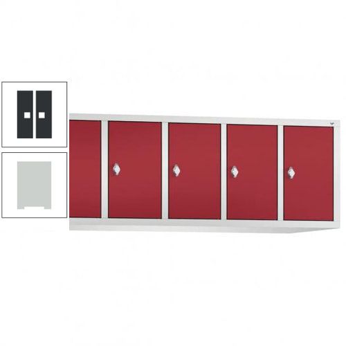 Aufsatzschrank für Spinde und Schließfachschränke, 5 Abteile, Korpus anthrazitgrau, Türen anthrazitgrau, 500 x 1.480 x 500 mm (HxBxT), Stahlschrank