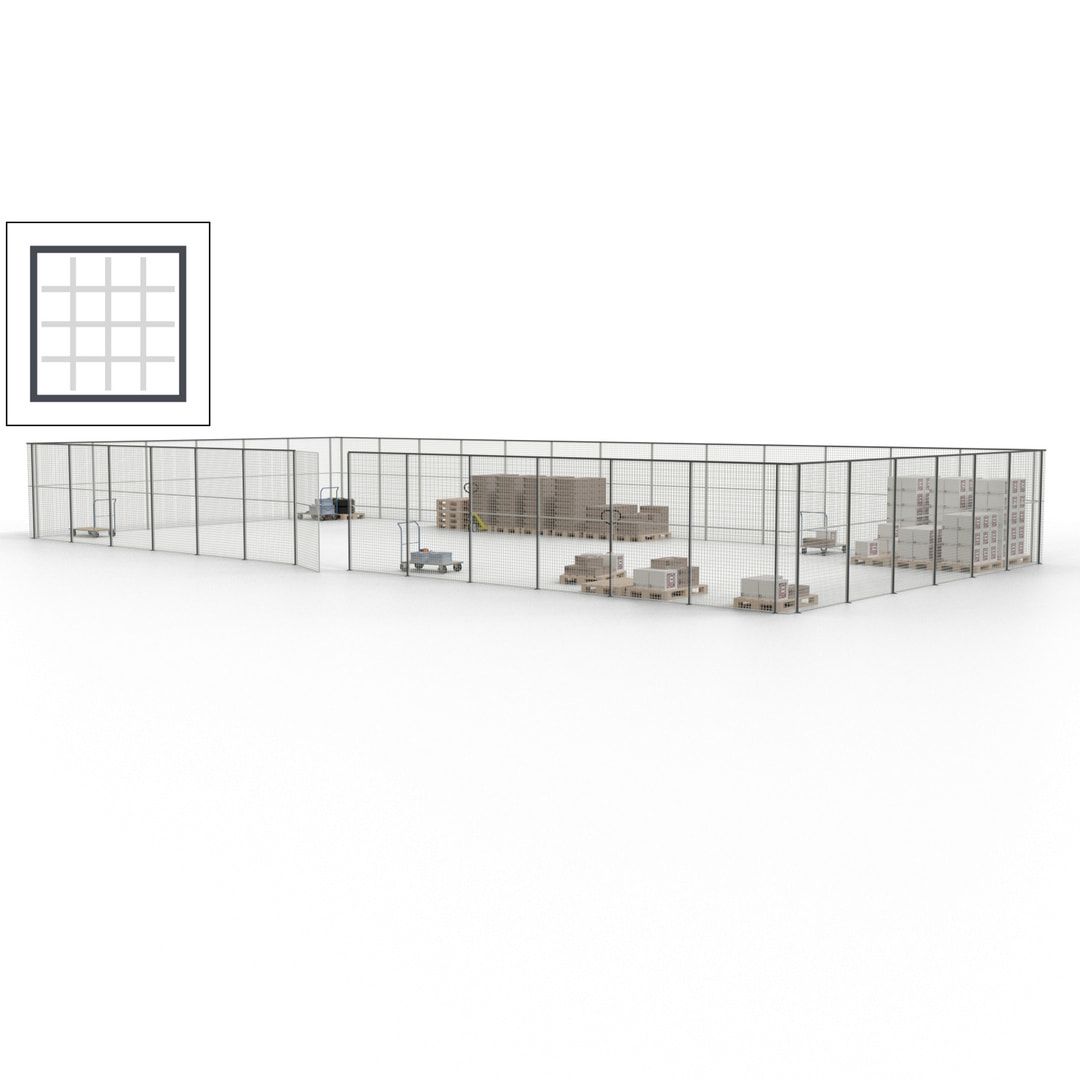 Maschinen Schutzgitter - Hallentrennwand - Sicherheitszaun - Tür - 57 m - 2.200 x 19.900 x 9.400 mm (HxBxT) - enzianblau