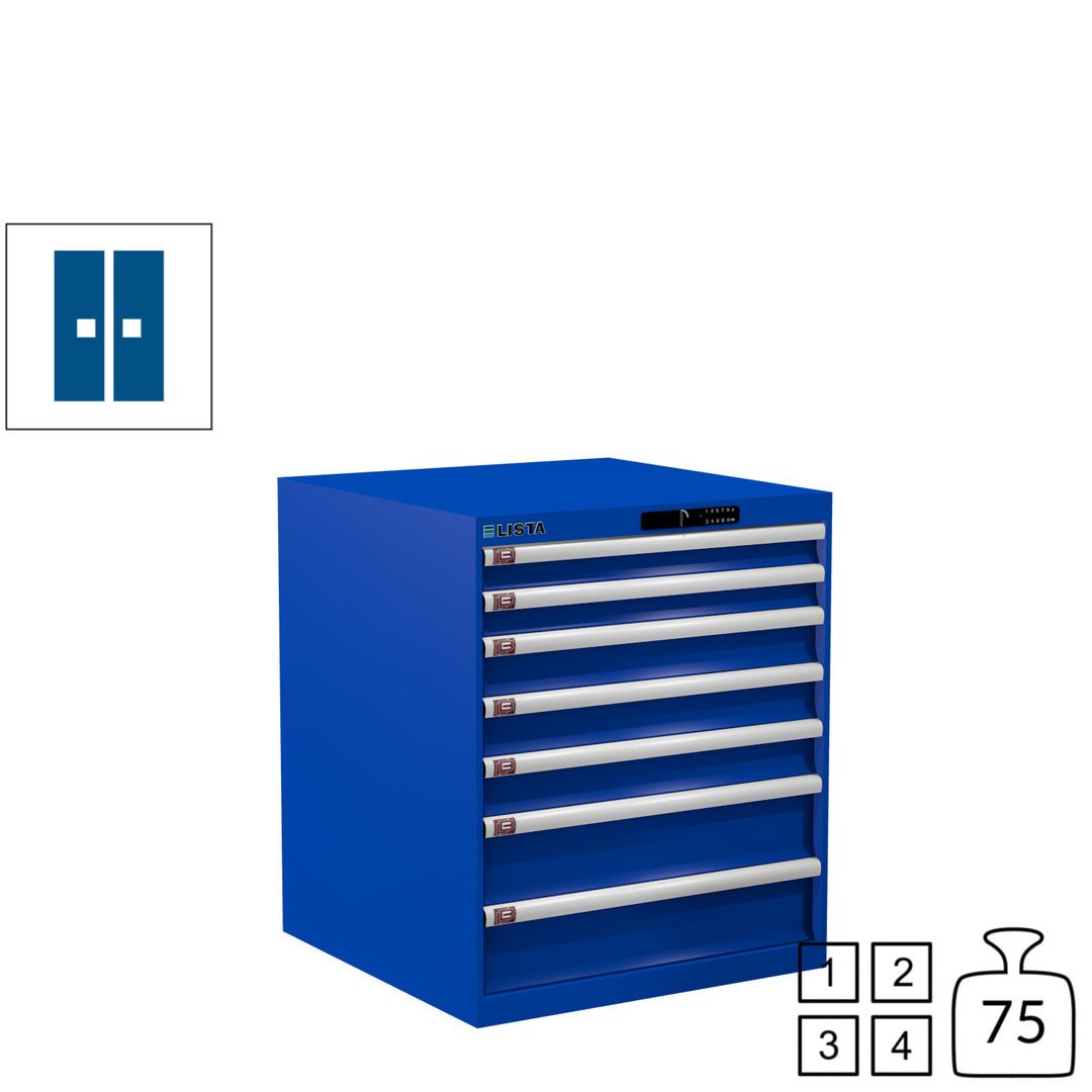 Lista Schubladenschrank - 14.409.010 - 850x717x725 mm (HxBxT) - 7 Schubladen - 75 kg - Key Lock - lichtblau (RAL 5012)
