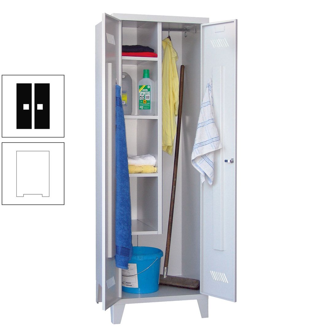 Putzschrank mit Füßen - 1 Abteil mit Trennwand - 1.850x600x500 mm (HxBxT) - Drehriegel - anthrazitgrau