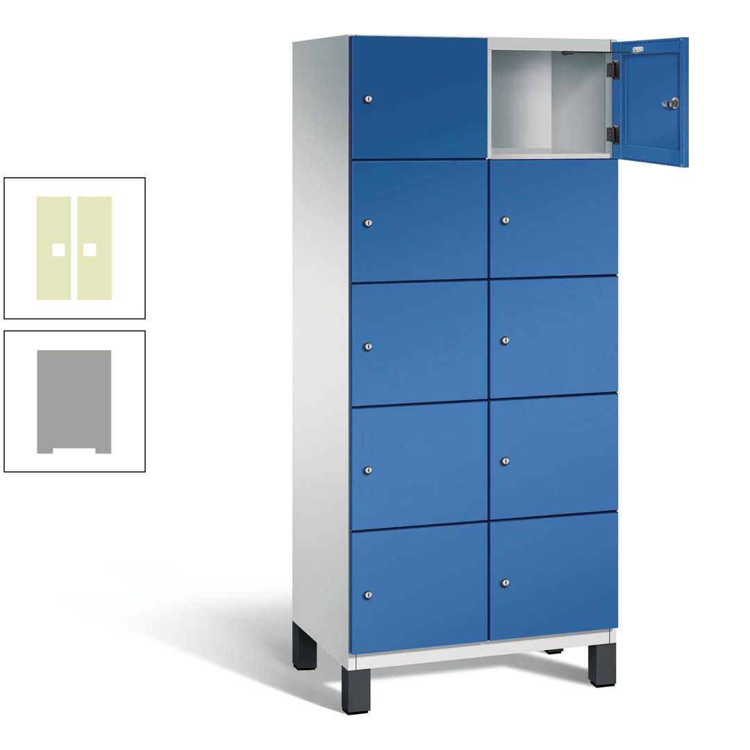 Fächerschrank, Stahlschrank, 10 Fächer, Türöffnungsbegrenzer, Füße, 1.980 x 800 x 525 mm (HxBxT), Korpus anthrazitgrau, Front anthrazitgrau