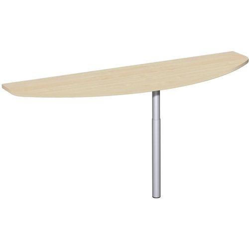 Anbautisch, halbrund, Längsseite, Schreibtisch 4-Fuß Flex, höhenverstellbar, 680-820 x 1.200 x 500 mm (HxBxT), Gestell anthrazit, Dekor Ahorn