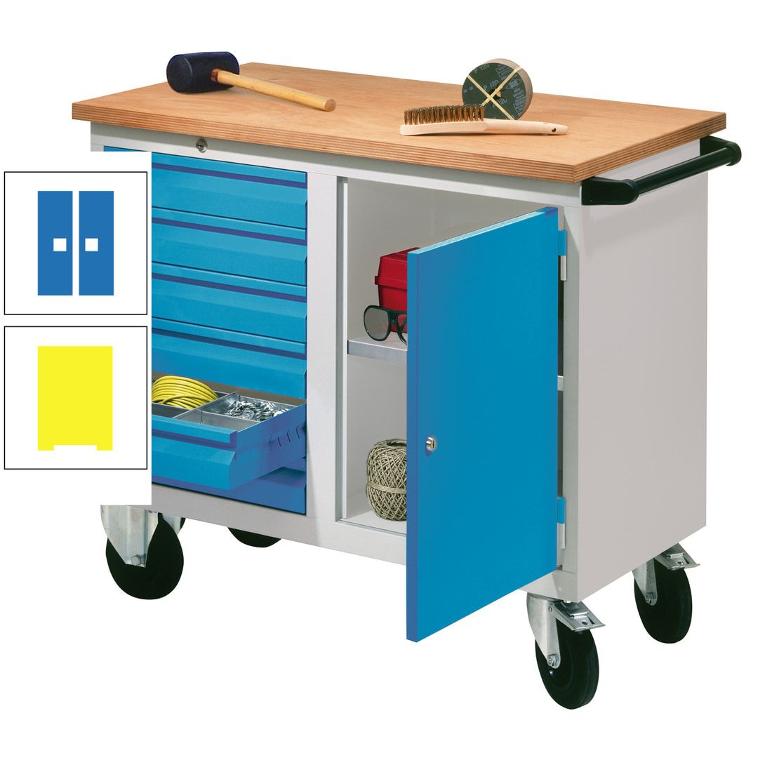 Mobile Werkbank - Werkstattwagen - 915 x 1.090 x 600 mm - 6 Schubladen und Schrankfach - anthrazitgrau