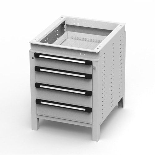 OTTOKIND Werkbank - Arbeitsplatte bündig - 850 x 605 x 750 mm (HxBxT) - 4 Schubladen - lichtgrau
