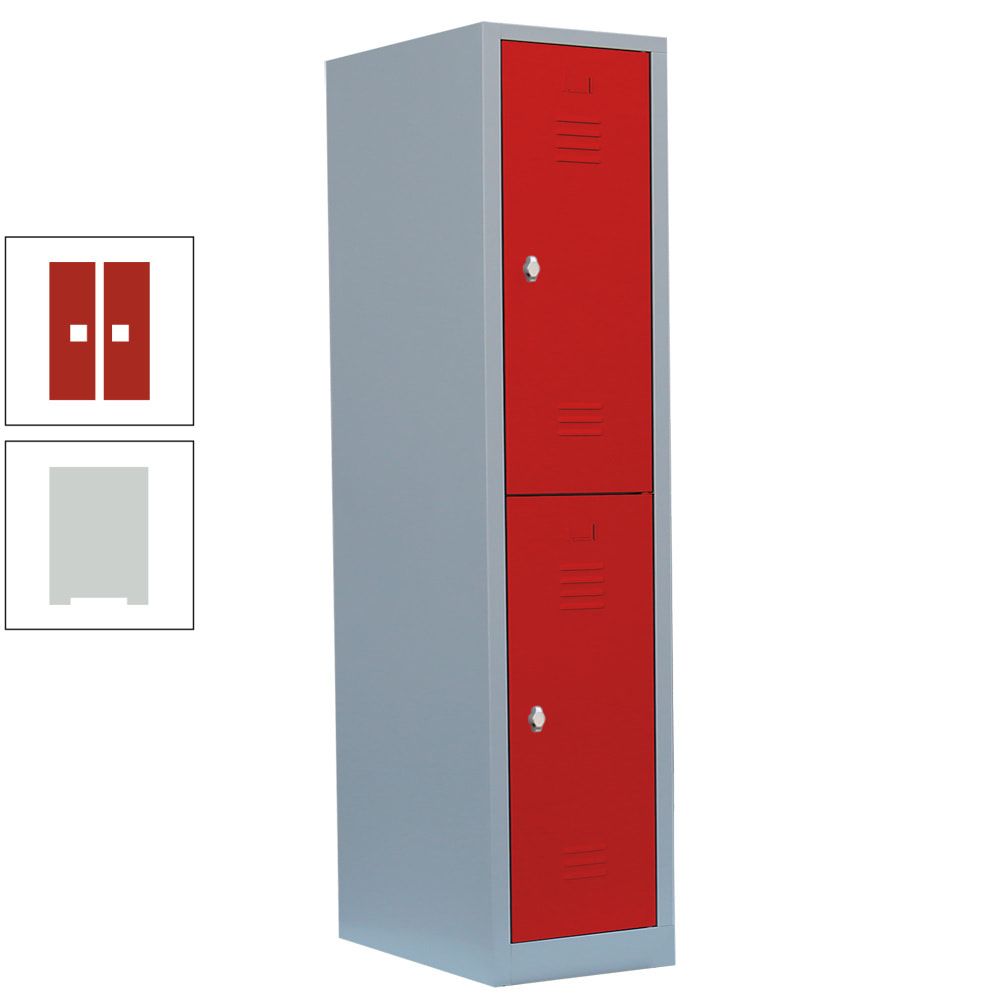 Garderobenschrank, Doppelstockspind, 1 Abteil, 2 Fächer, 1.800 x 415 x 500 mm (HxBxT), Stahl, Drehriegel, Korpus: lichtgrau, Front: anthrazitgrau