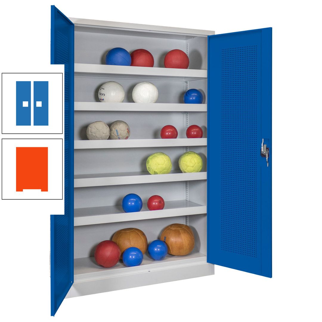 Ballschrank - Lochfeldtüren - 5 Böden - 1.950x1.200x500 mm (HxBxT) - anthrazitgrau
