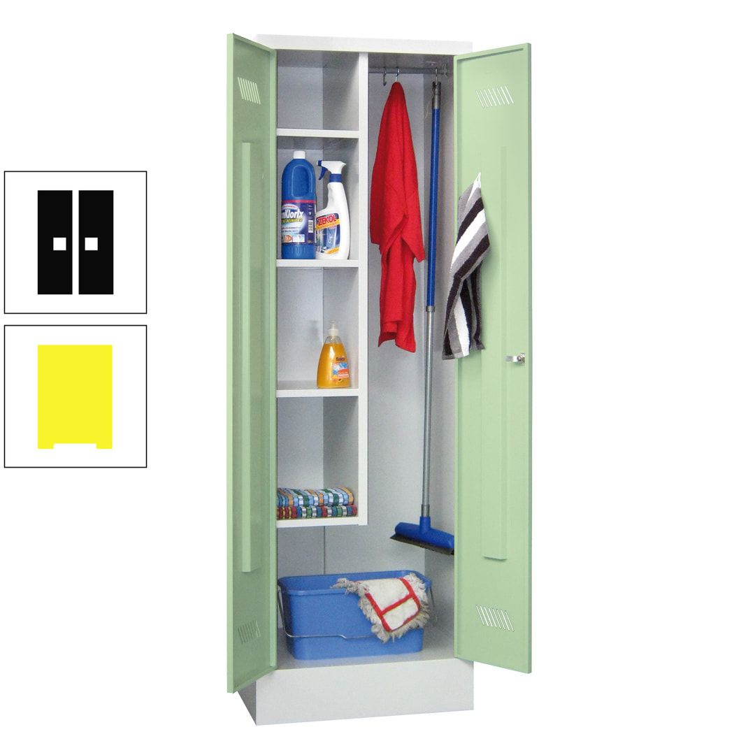 Putzschrank mit Sockel - 1 Abteil mit Trennwand - 1.850x600x500 mm (HxBxT) - Drehriegel - anthrazitgrau