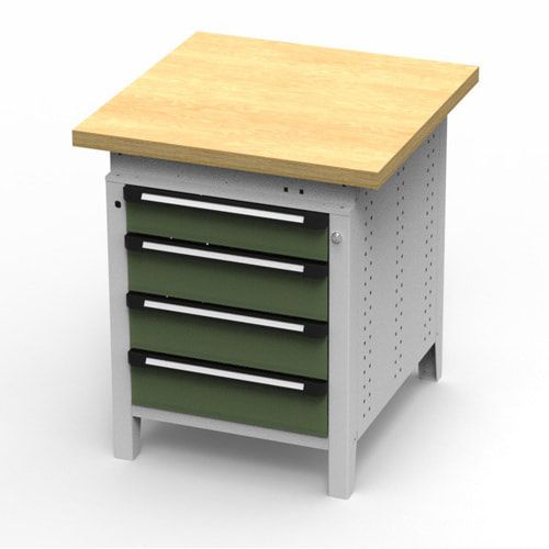 OTTOKIND Werkbank - Arbeitsplatte bündig - 850 x 605 x 750 mm (HxBxT) - 4 Schubladen - lichtgrau