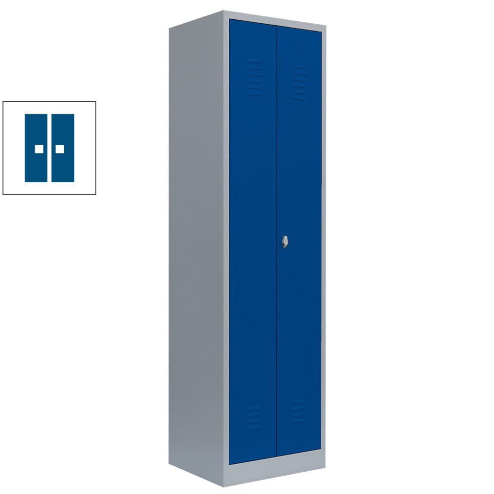 Mehrzweckschrank, Garderobenschrank, 2 Abteile, 6 Fächer, 1.800 x 500 x 500 mm (HxBxT), Kleiderstange, Stahl, Korpus: lichtgrau, Front: anthrazitgrau