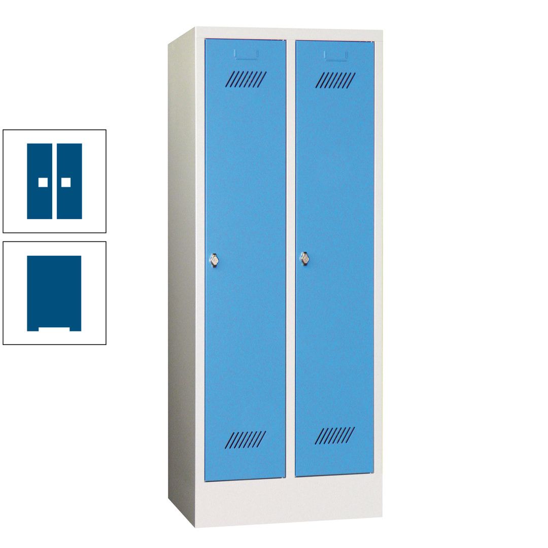 Spindschrank f. Schulen - mit Sockel - Höhe 1.600 mm - 2 Abteile a 300 mm - Drehriegel - anthrazitgrau