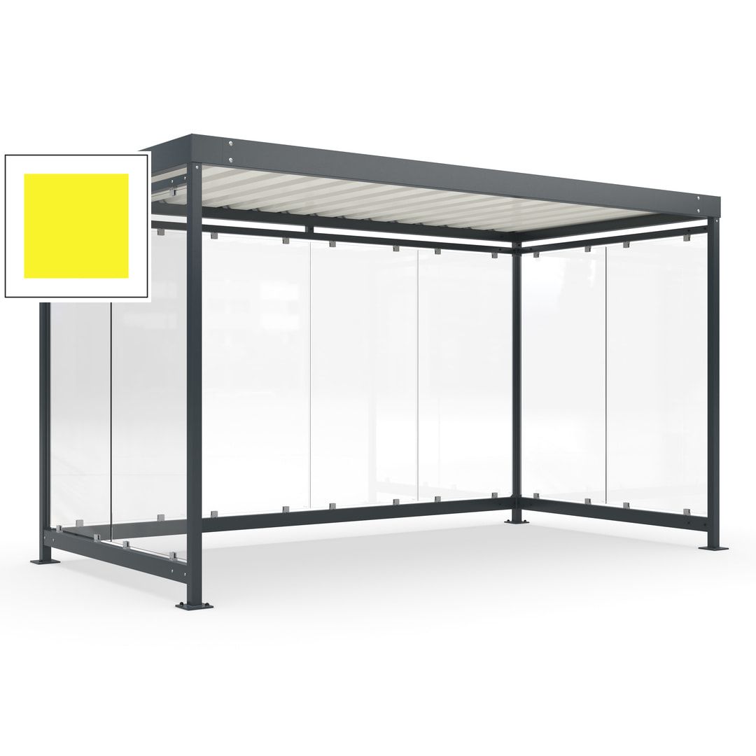 Fahrradunterstand, Fahrgastunterstand, Bushaltestelle, Bausatz, 12-13 Personen, 2.510 x 4.195 x 2.165 mm (HxBxT), 8 Wände, Achatgrau
