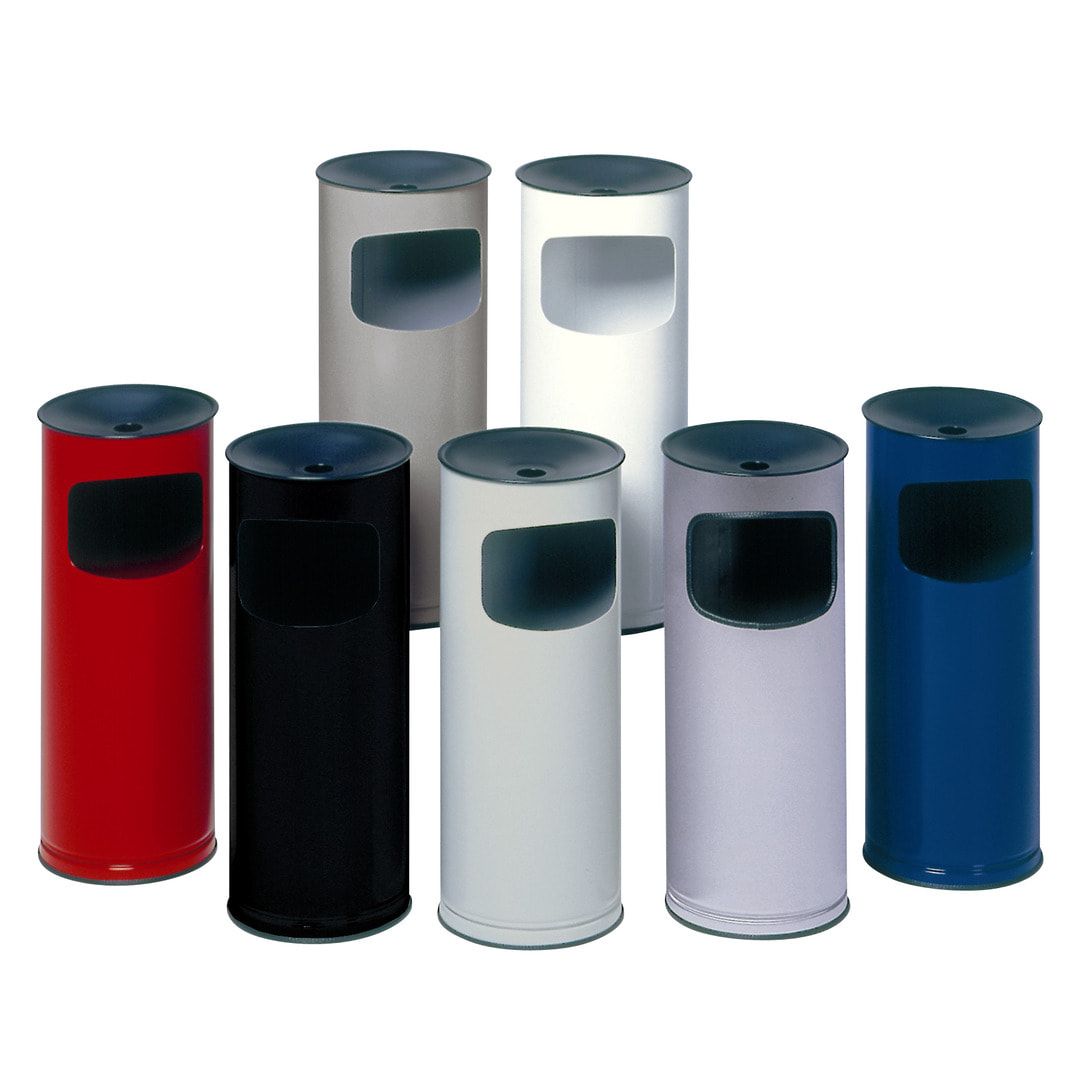 Abfallsammler - schwarzer Ascheraufsatz - rund - Volumen 17 l - 610 x 250 x 250 mm (HxBxT) - Edelstahl