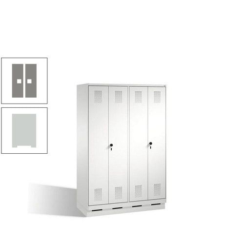 Doppel-Spind, Doppeltüren, Garderobenschrank mit Sockel, 4 Abteile a 300 mm, Korpus anthrazitgrau, Tür anthrazitgrau, 1.800 x 1.200 x 500 mm (HxBxT)