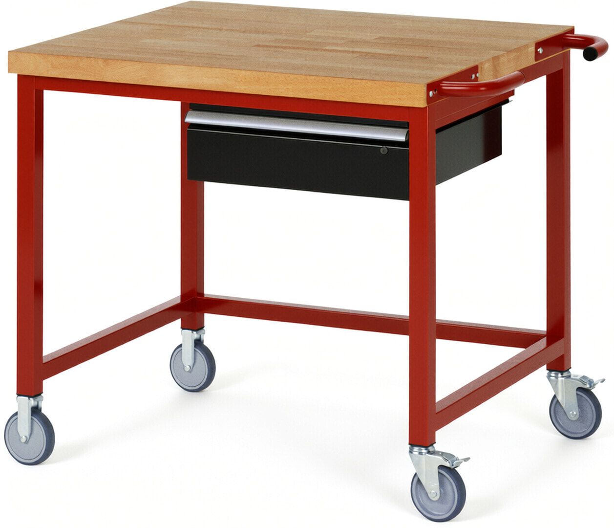 Mobile Werkbank mit 1 Schublade - 150:1 - höhenverstellbar 880-1.080 mm - 1.000 x 900 mm (BxT) - 450 kg - Buche - Anthrazitgrau