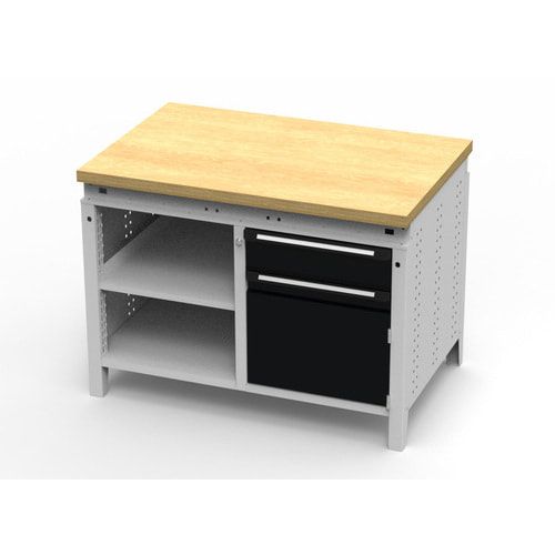 OTTOKIND Werkbank - bündige Arbeitsplatte - 850 x 1.150 x 750 mm (HxBxT) - 1 Schublade - Schrank - 2 Ablageböden - lichtgrau