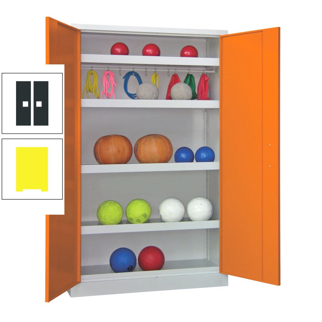 Ballschrank - Vollblechtüren - 4 Böden - 1 Hakenleiste - 1.950x1.200x500 mm (HxBxT) - anthrazitgrau