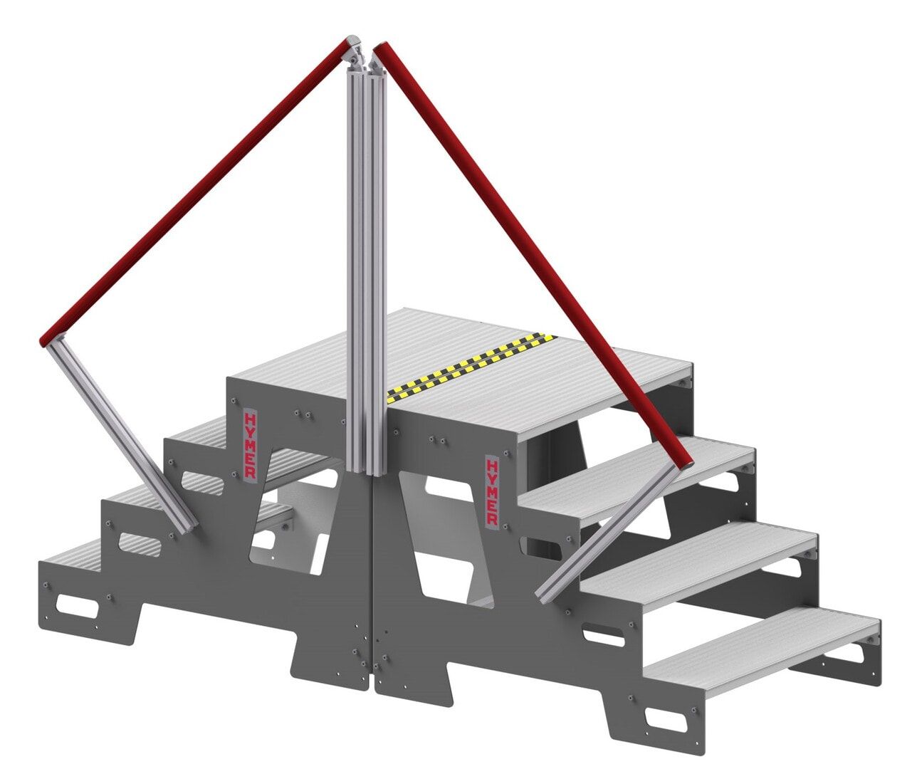 Erweiterungsmodul Aluminium Industrietreppe, 2 Stufen, Breite 1.000 mm, 150 kg Traglast, große Plattform, erweiterbar, rutschsicher, ortsfest möglich