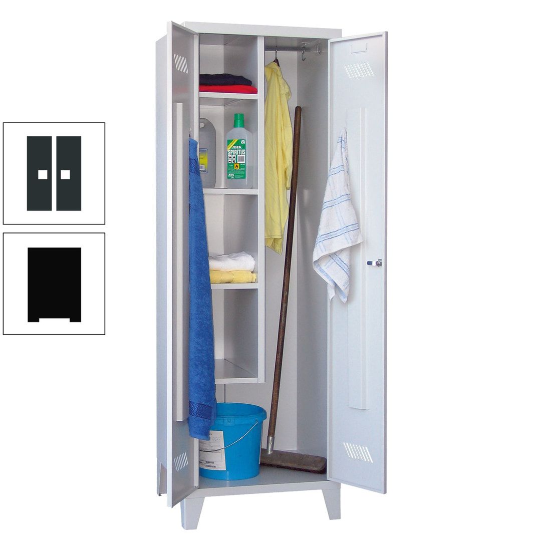Putzschrank mit Füßen - 1 Abteil mit Trennwand - 1.850x600x500 mm (HxBxT) - Drehriegel - anthrazitgrau