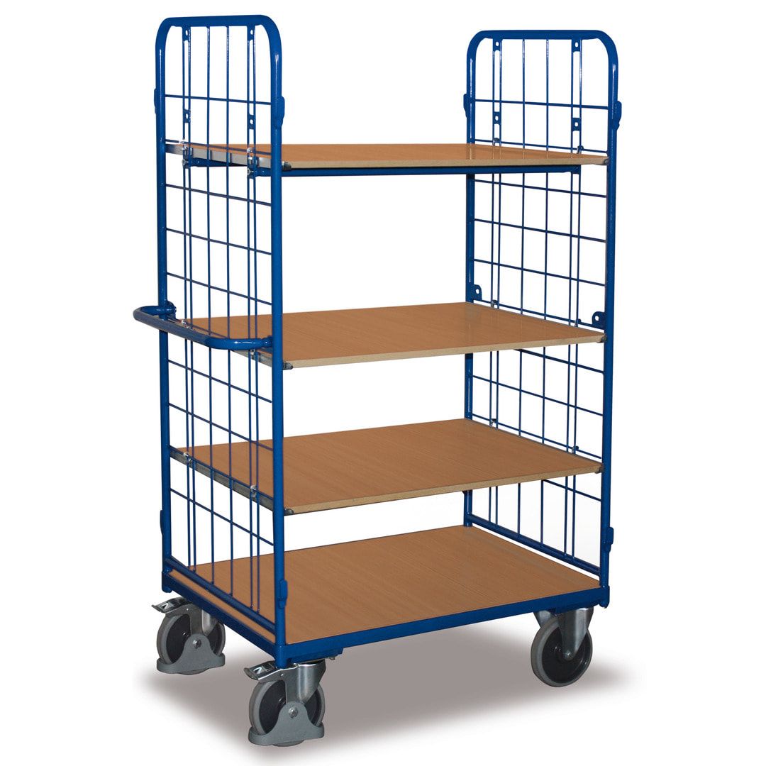 Etagenwagen - 2 Wände - 4 Etagen - (BxT) 500 x 850 mm - Traglast 400 kg
