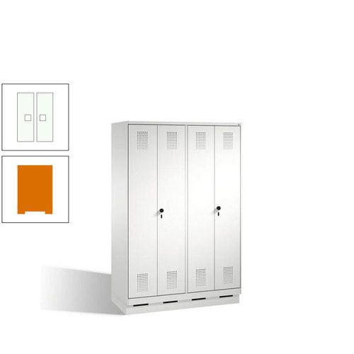 Doppel-Spind, Doppeltüren, Garderobenschrank mit Sockel, 4 Abteile a 300 mm, Korpus anthrazitgrau, Tür anthrazitgrau, 1.800 x 1.200 x 500 mm (HxBxT)