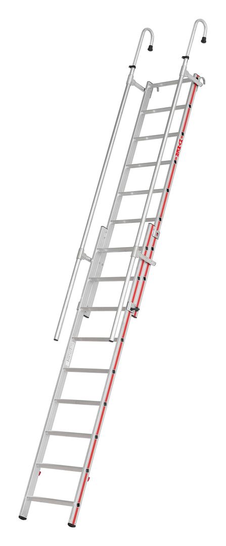 Einhänge-Schiebeleiter - Aluminium - ausziehbare Handläufe - Breite 550 mm - Länge 3.260 mm