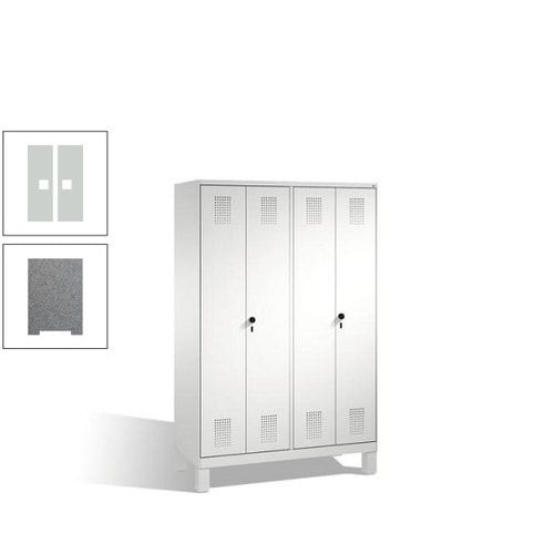 Doppel-Spind, Doppeltüren, Garderobenschrank mit Füßen, 4 Abteile a 300 mm, Korpus anthrazitgrau, Tür anthrazitgrau, 1.850 x 1.200 x 500 mm (HxBxT)