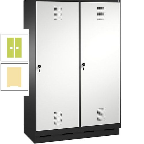 Doppel-Spind, Garderobenschrank, 2 Türen für 4 Abteile a 300 mm, Korpus anthrazitgrau, Türen anthrazitgrau, 1.800 x 1.200 x 500 mm (HxBxT)