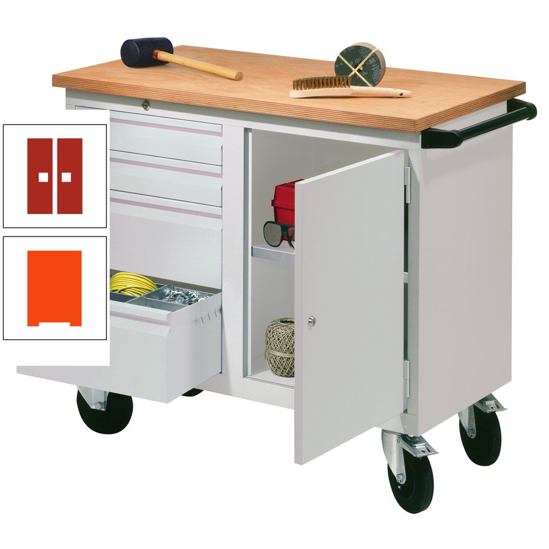Mobile Werkbank - Werkstattwagen - 915 x 1.090 x 600 mm - 4 Schubladen und Schrankfach - anthrazitgrau