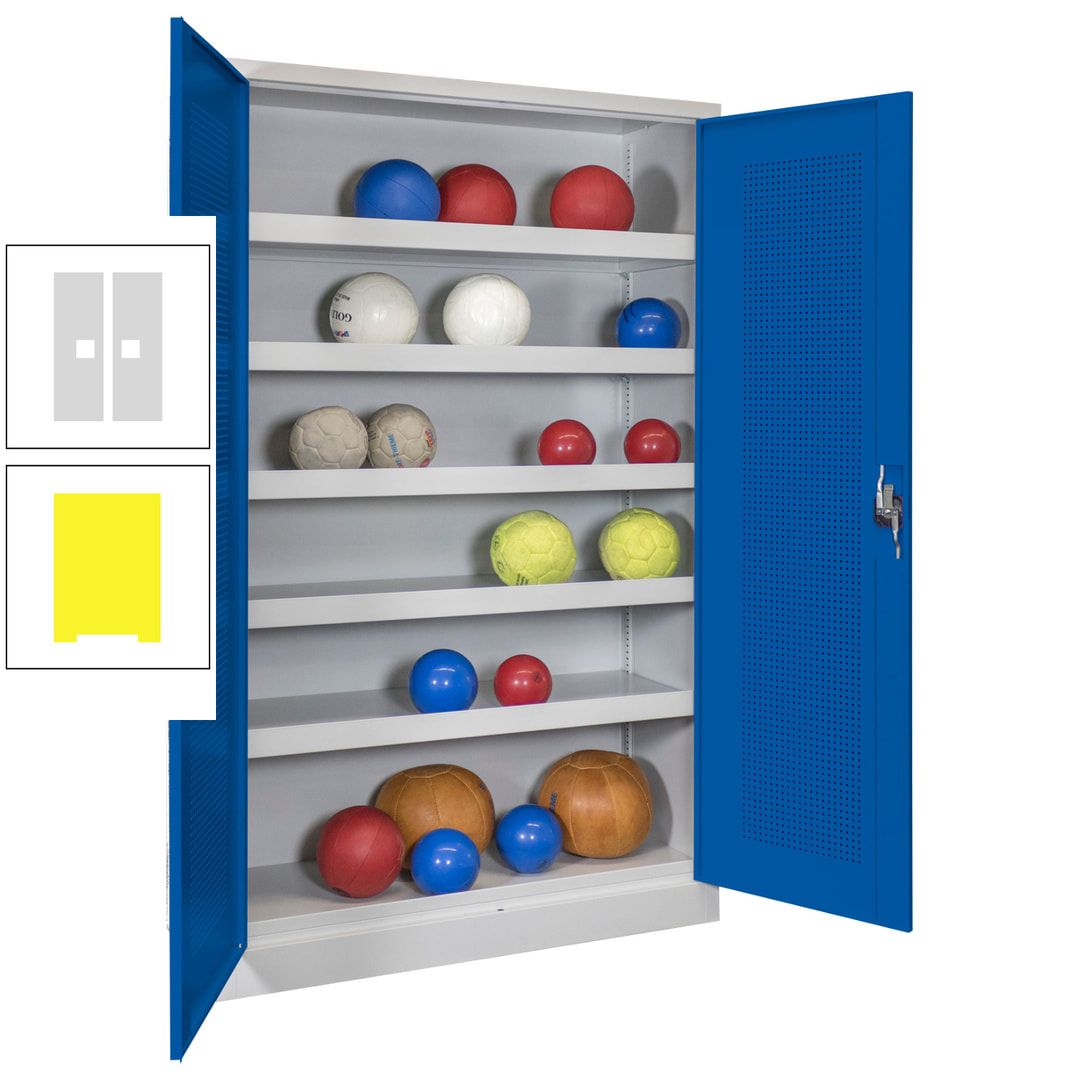 Ballschrank - Lochfeldtüren - 5 Böden - 1.950x1.200x500 mm (HxBxT) - anthrazitgrau