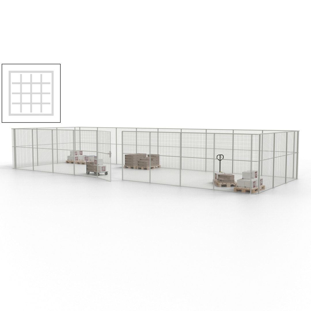 Maschinen Schutzgitter - Hallentrennwand - Sicherheitszaun - Tür - 36 m - 2.200 x 13.900 x 4.900 mm (HxBxT) - enzianblau