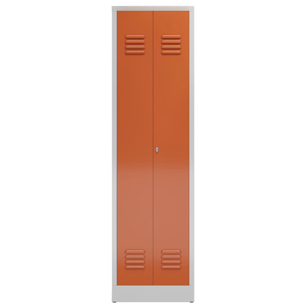 Mehrzweckschrank, Garderobenschrank, 2 Abteile, 6 Fächer, 1.800 x 500 x 500 mm (HxBxT), Drehriegel, Stahl, Korpus: lichtgrau, Front: anthrazitgrau