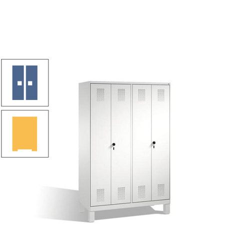 Doppel-Spind, Doppeltüren, Garderobenschrank mit Füßen, 4 Abteile a 300 mm, Korpus anthrazitgrau, Tür anthrazitgrau, 1.850 x 1.200 x 500 mm (HxBxT)