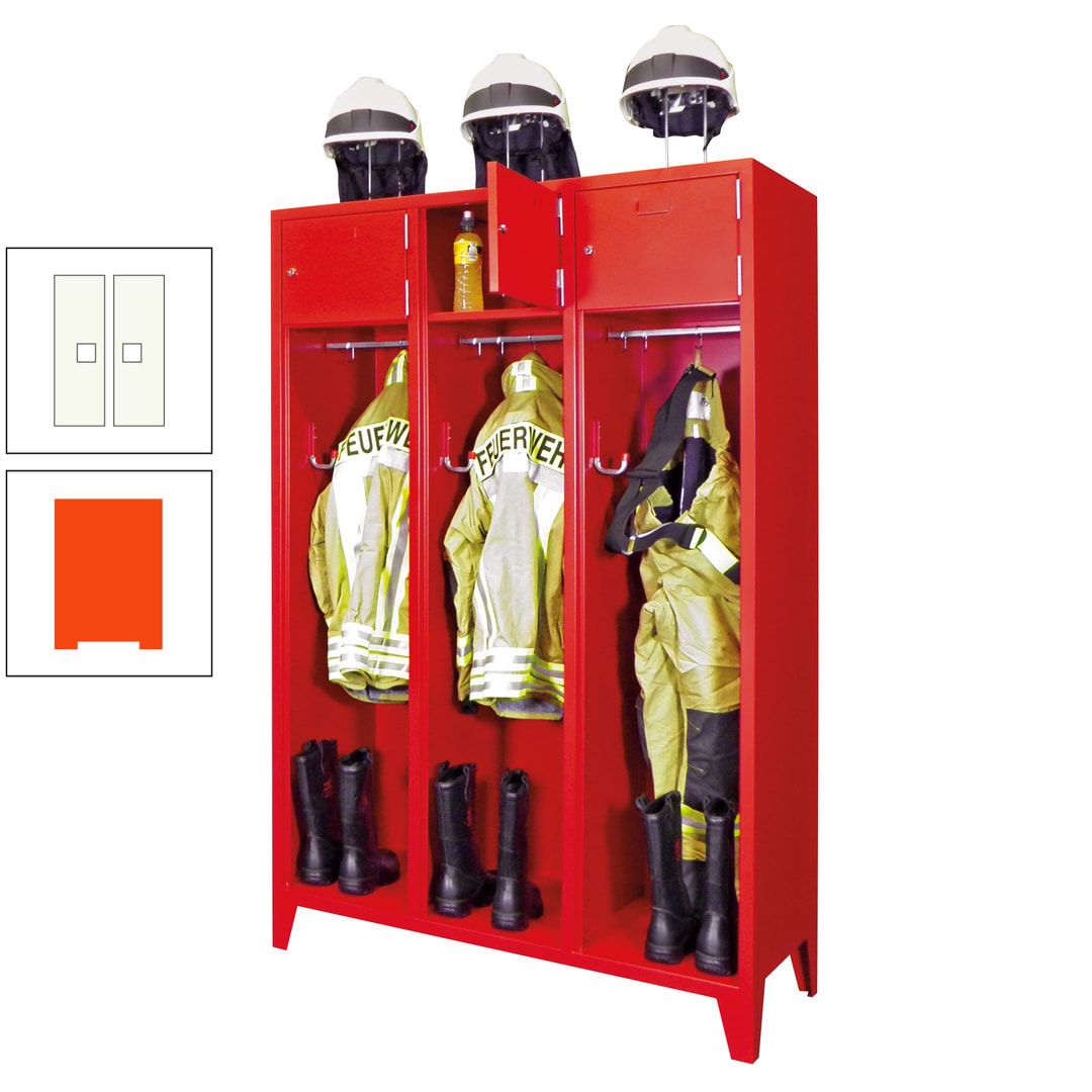 Feuerwehrschrank - 2 Abteile - Ablagefach mit Tür, Etikettenrahmen - 2.100 x 830 x 500 mm (HxBxT) - anthrazitgrau