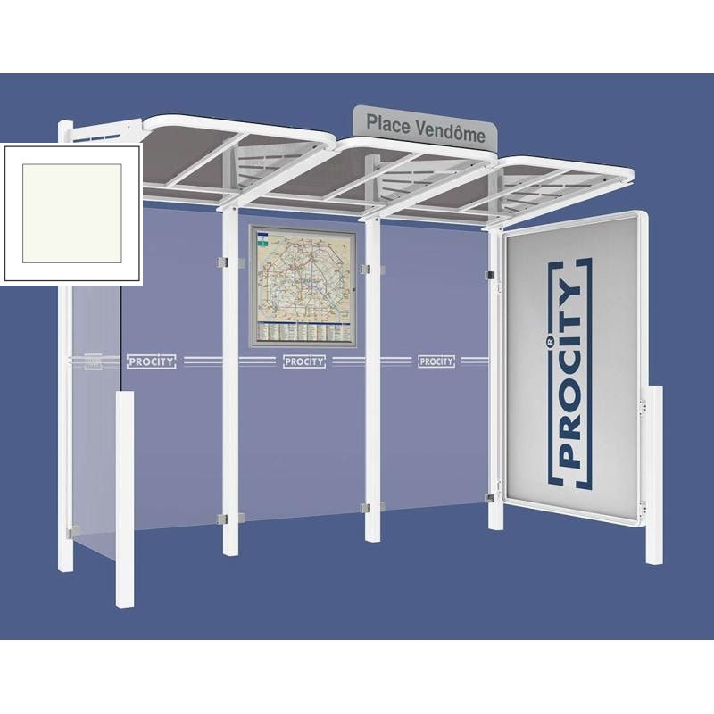 Buswartehalle - Unterstand - modular - Fahrplankasten - Haltestellenschild - Seitenwand - Schaukasten - 2.200 x 3.000 x 1.500 mm (HxBxT) - enzianblau