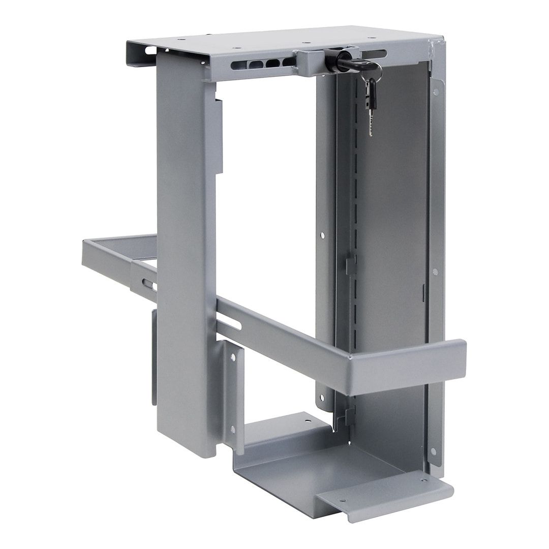 Computerhalterung - diebstahlgeschützt - Computergehäuse-Halterung - PC-Halter - verstellbar - Farbe schwarz - Stahl - 570 x 210 x 490 mm (HxBxT)