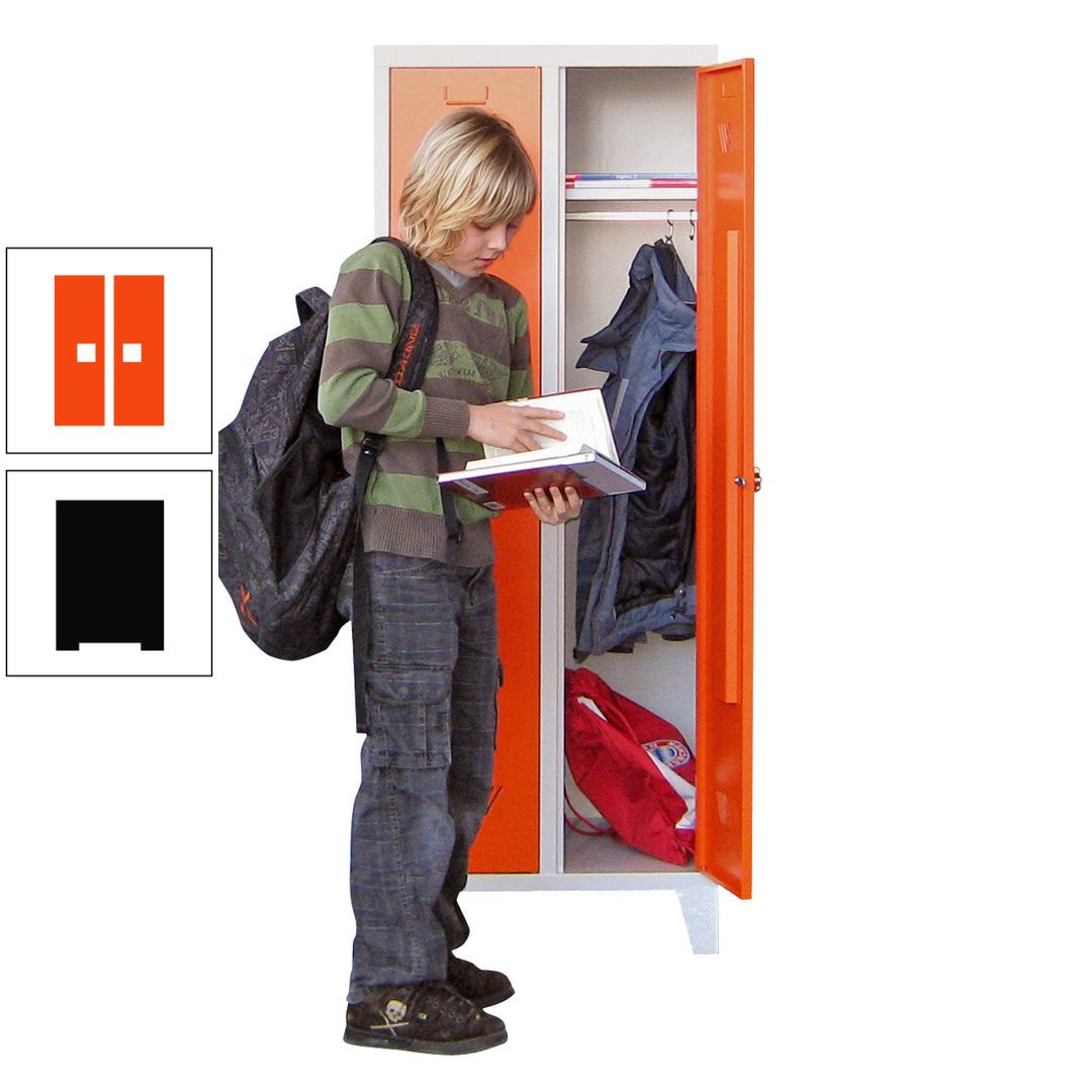 Spindschrank f. Schulen - mit Füßen - Höhe 1.600 mm - 3 Abteile a 300 mm - Drehriegel - anthrazitgrau