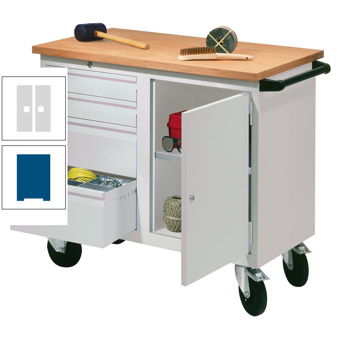 Mobile Werkbank - Werkstattwagen - 915 x 1.090 x 600 mm - 4 Schubladen und Schrankfach - anthrazitgrau