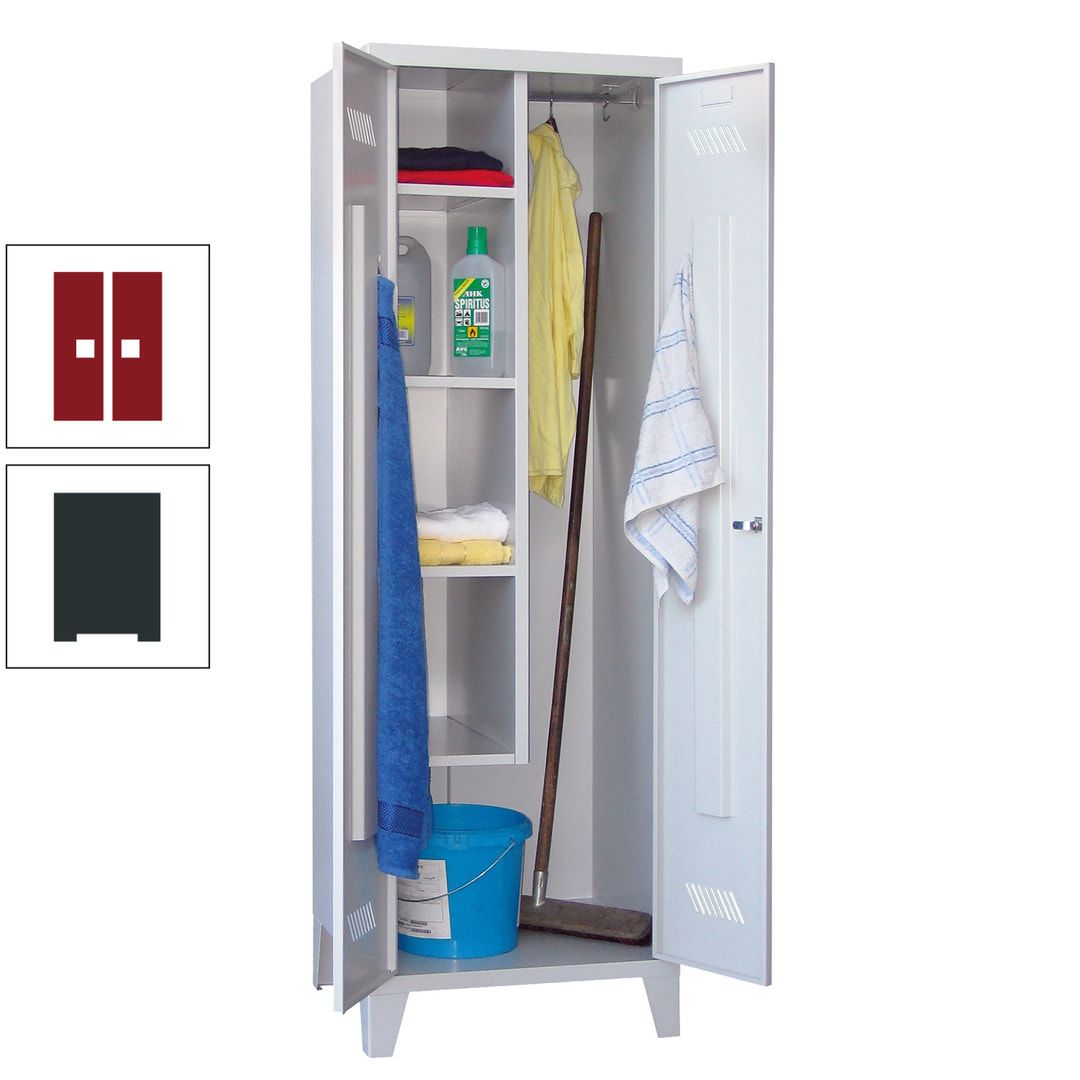 Putzschrank mit Füßen - 1 Abteil mit Trennwand - 1.850x600x500 mm (HxBxT) - Drehriegel - anthrazitgrau