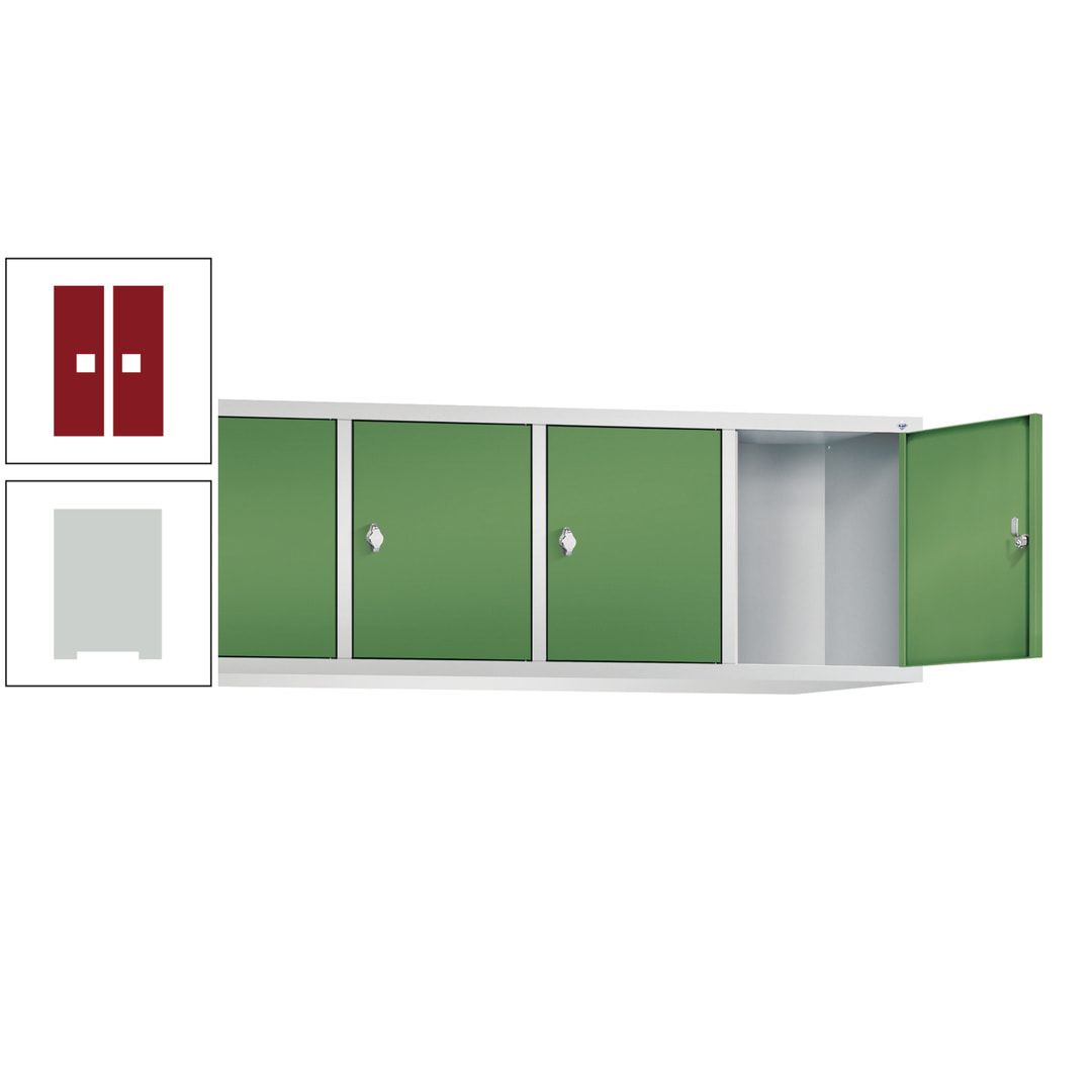 Aufsatzschrank für Spinde und Schließfachschränke, 4 Abteile, Korpus anthrazitgrau, Türen anthrazitgrau, 500 x 1.590 x 465 mm (HxBxT), Stahlschrank